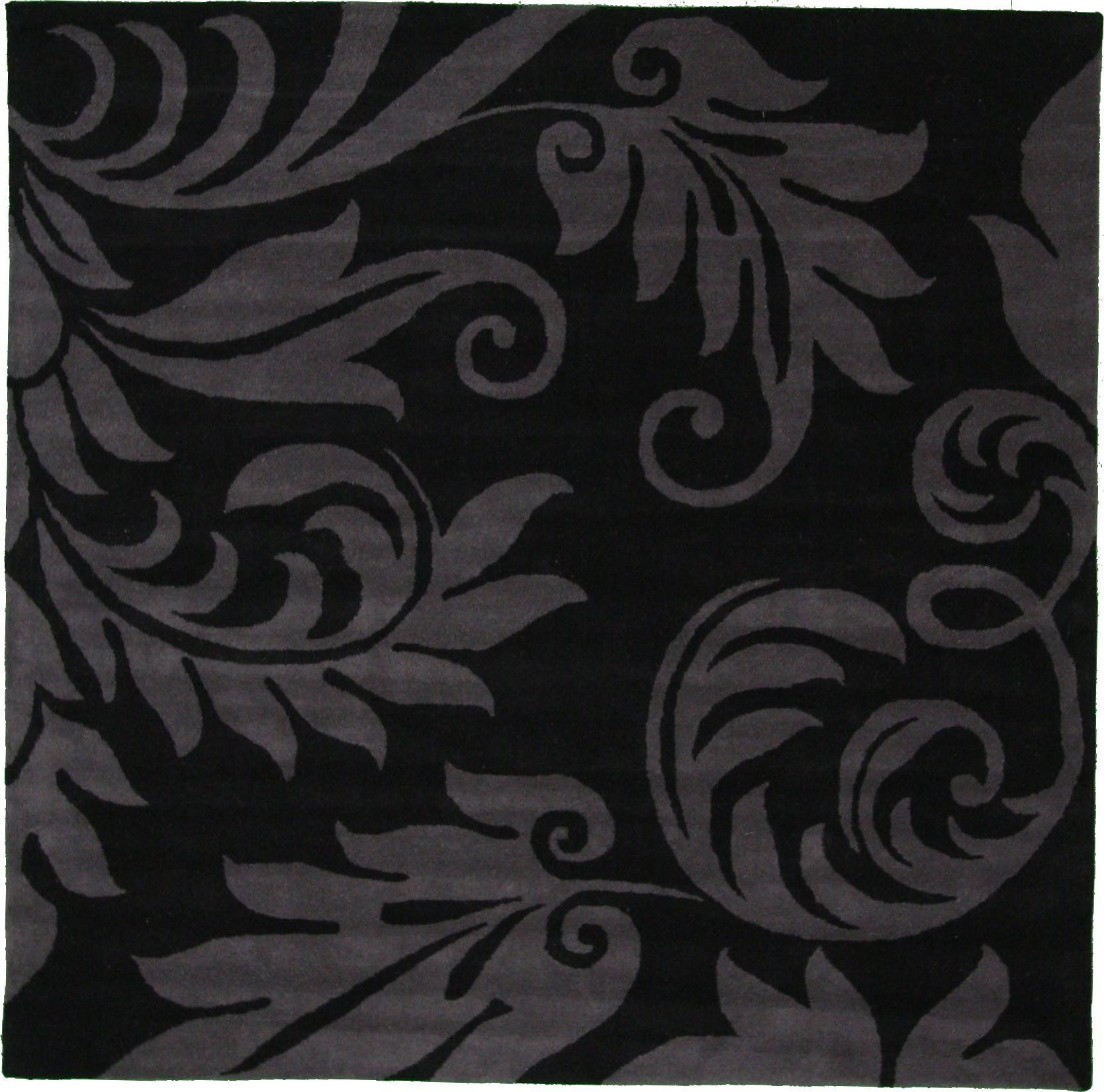 Black 8' 2 x 8' 2 Floral Agra Square Rug | eSaleRugs